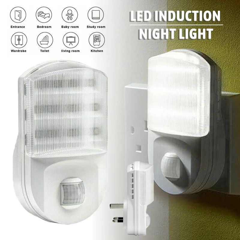 Super Bright Night Light LED Plug In PIR Motion Sensor Hallway Landing Bedroom 