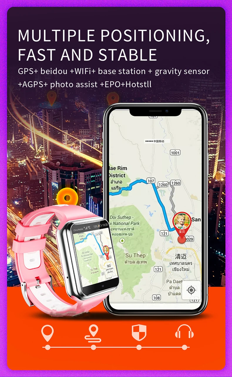  Smart 4G Remote Camera GPS WI-FI Child Student Whatsapp Google Play Smartwatch Video Call Monitor T