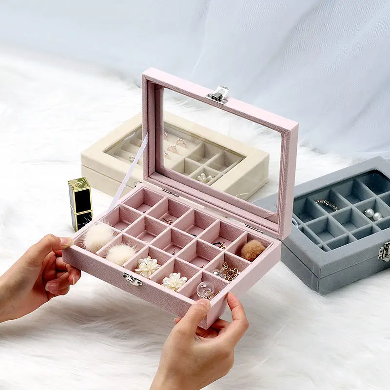 

Jewelry Storage Box Dust-proof Transparent Large-capacity Bracelet Earrings Earrings Necklaces Exquisite Display Jewelry Box