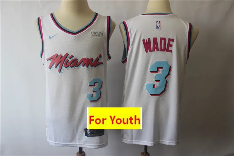 Женский Молодежный детский бейсбольный мяч Майями Dwyane Wade Jimmy Butler трикотажные изделия - Цвет: As photo