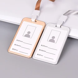 Pochette en aluminium avec lanière de cou, porte carte de crédit, étui de passeport, étuis simples pour carte d'identité de travail, pochette de Badge, 1 ensemble 
