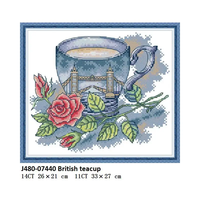 Cross Stitch J480 Joy Sunday Набор для вышивания крестиком, серия чашек, холст Aida 14ct 11ct DMC, ткань для вышивания крестиком, рукоделие - Цвет: Cross Stitch J480