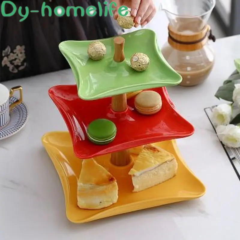 

Nordic Creative White Color Three-layer Ceramic Fruit Plate Home Decoration Storage Supplies Bone China Fruit Snack Storage Tray