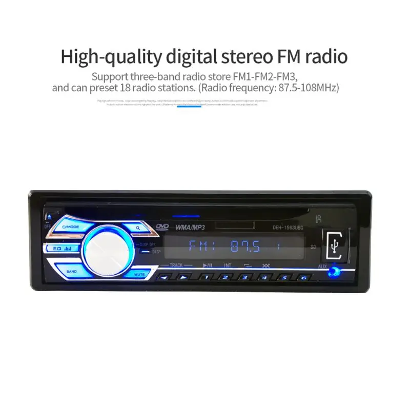 12 В автомобильный стерео FM Радио MP3 аудио плеер Поддержка FM USB SD DVD музыкальный CD плеер