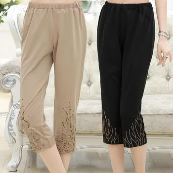 

Middle-aged Women Clothing Pants 7/10 Pants Summer 2020 New Mother's Elastic Plus Size Trousers XL XXL 3XL 4XL 5XL