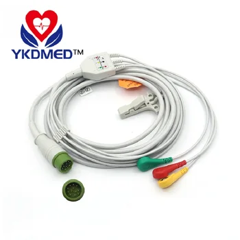 

Free Shipping for 12pin one piece 3-lead ECG cable with IEC snap ECG Leadwires