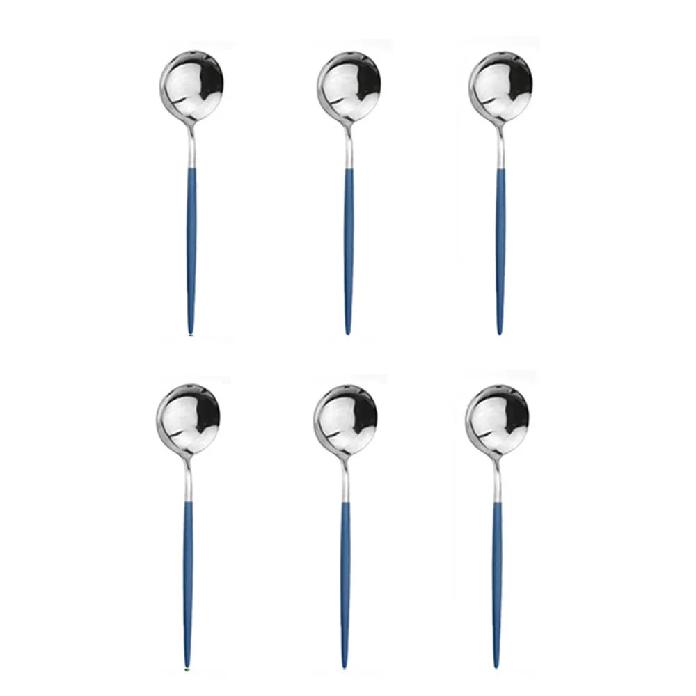 6Pcs Blue Silver
