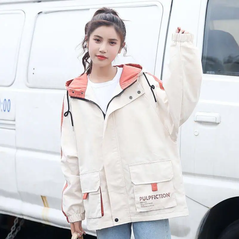 Autumn Outerwear Coats Jackets women Long Sleeve Patchwork Oversize Zipper Jacket Windbreaker coats women jackets mujer Hoodie