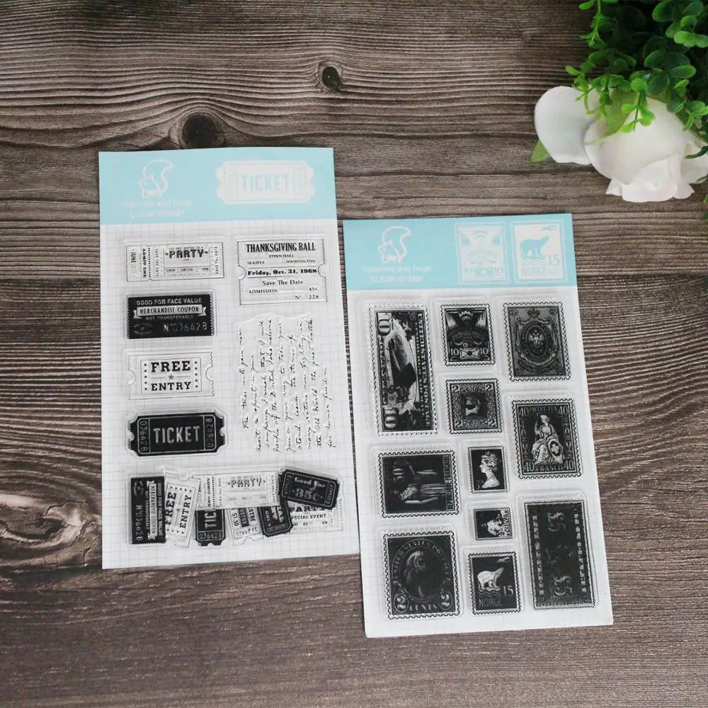 

Clear Silicone Stamps for DIY Scrapbooking, Ticket Square Stamp, Card Making, Kids Crafts, Fun Decoration Supplies, 11x16cm