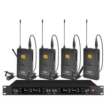 

Professional wireless microphone system UHF 4-channel handheld lavalier condenser headset karaoke studio microphone wireless