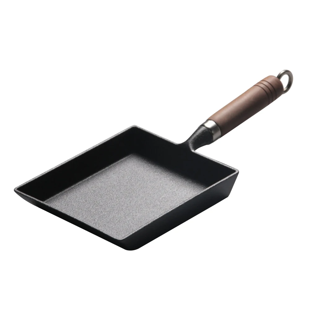 Мини-Сковорода термостойкие прямоугольные инструменты без покрытия тамагояки чугунный антипригарный утолщенный кухонный омлет