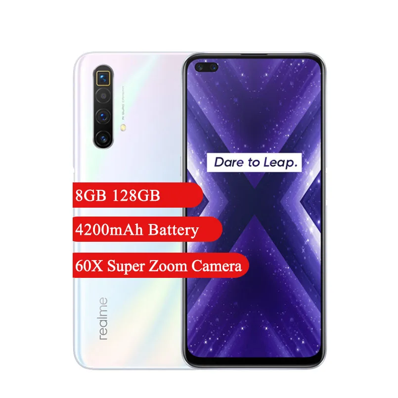 Телефон NFC Realme X3 8 ГБ ОЗУ 128 Гб ПЗУ экран 6 дюйма Snapdragon 855 + 64 Мп Quad Rear 60X Super Zoom 4200 мАч