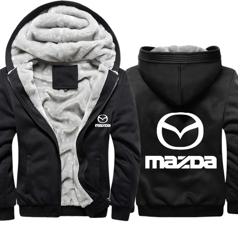 Мужские толстовки с капюшоном с логотипом Mazda Car, мужская куртка с капюшоном, повседневные зимние Утепленные флисовые хлопковые куртки на молнии, мужские спортивные костюмы - Цвет: 803