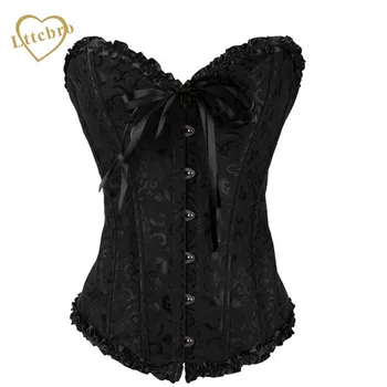 

Overbust corset Top Sexy lace plus size erotic floral women bustier corsets lingerie brocade victorian fashion DropShipping