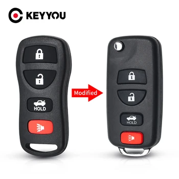 

KEYYOU Modified Key Shell For NISSAN Pathfinder Titan Versa Maxima Frontier Xterra Murano For INFINITI Replacement Repair 3/4 BT