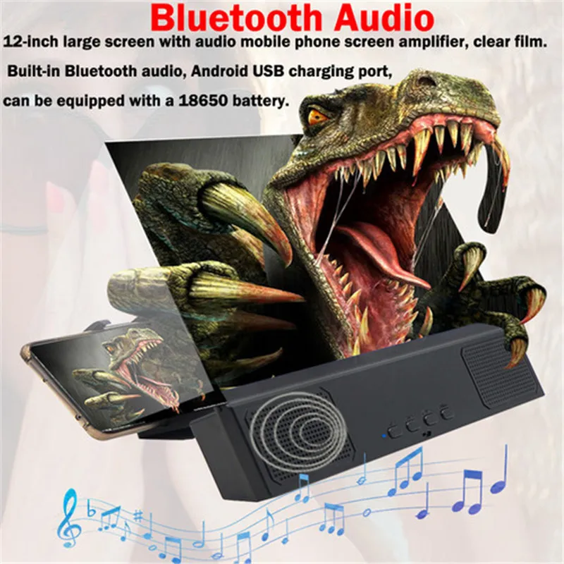  12 inch Mobile Phone Screen Magnifier 3D HD Video Amplifier Smartphone Stand