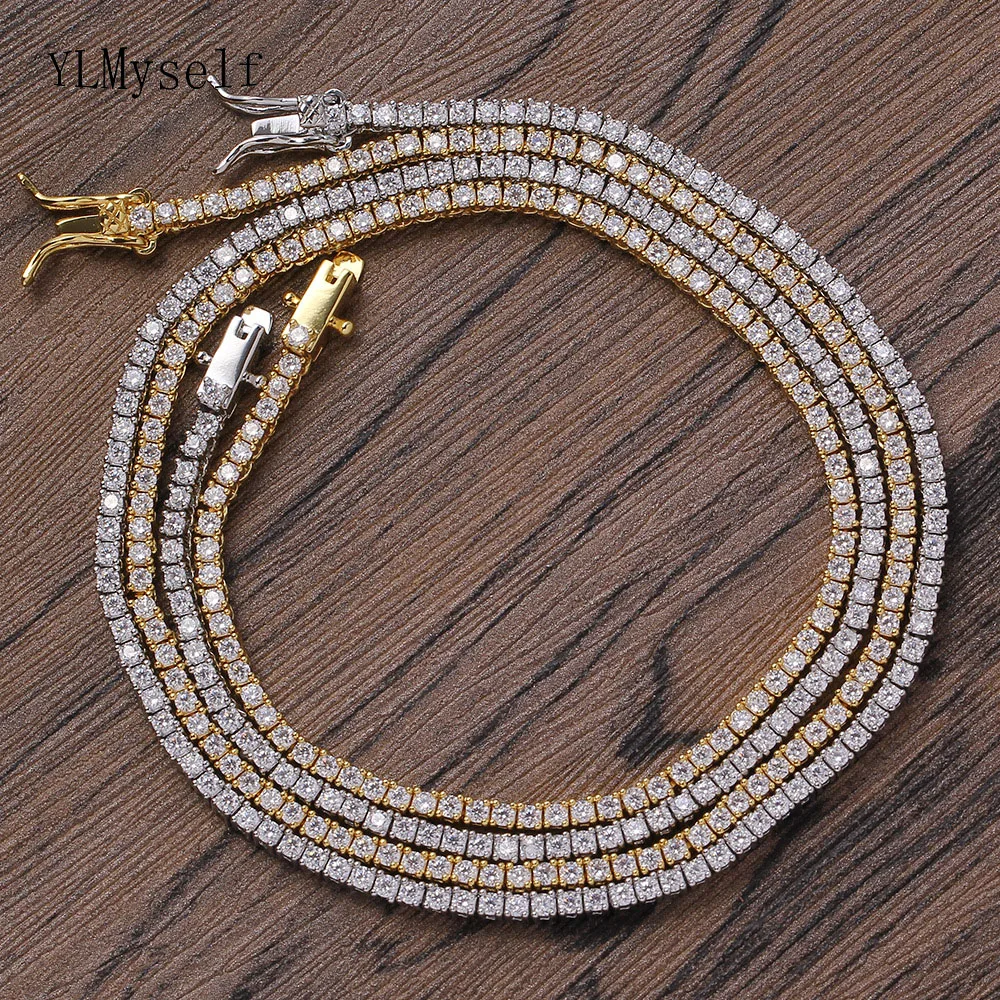 YLMyself Luxury 2mm Pave Cubic Zirconia Tennis Necklace Bracelet Gold Plated Women Party Jewelry 1