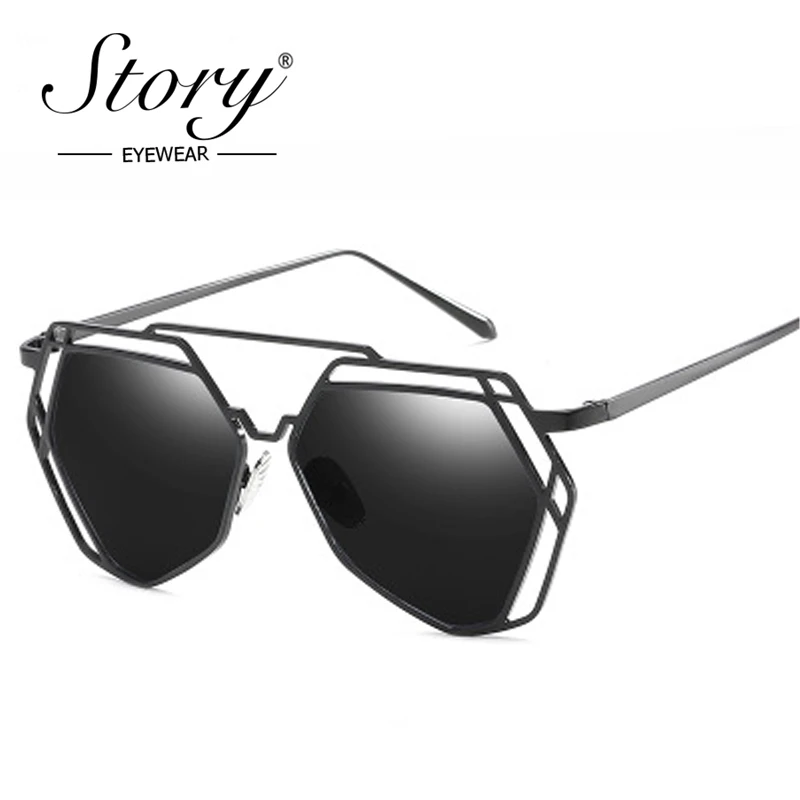 Story 2019 Irregular Polygon Sunglasses Women Man Brand Designer Metal Frame Hollow Out Pilot 