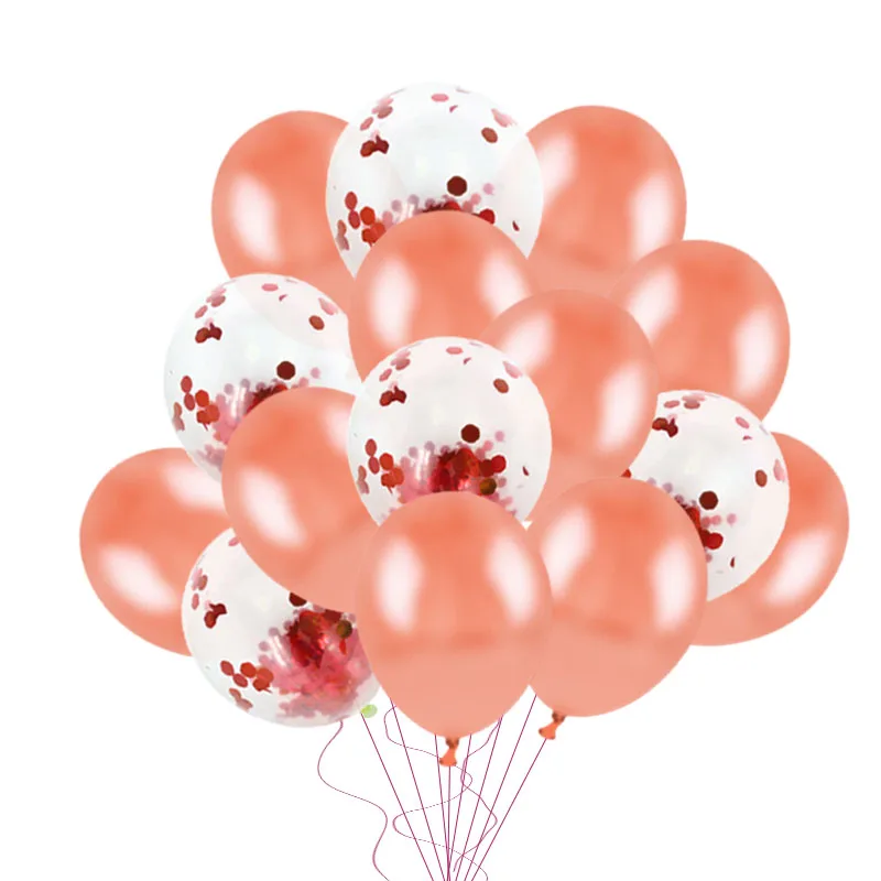 15pcs balloon WEIGAO Rose Gold Confetti Balloons Heart Balloon Foil Star Balloons Decor Bridal Shower Birthday Wedding Ballon Party Decoration - Цвет: 15pcs balloon