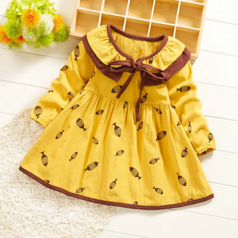 

children's autumn dress 2019 new cotton children's wear large circle collar infant skirts high quality