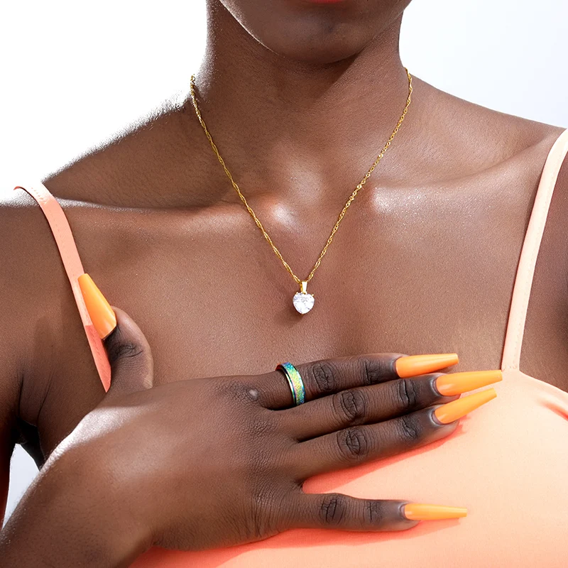 Stainless Steel Necklace Zircon Pendant Summer Use