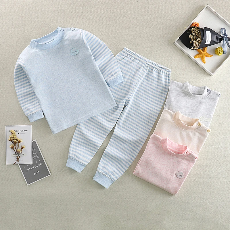 Spring Autumn Baby Boys Girl Pajamas Sets Pure Cotton Sleepwear Pyjamas Long Sleeve Tops+Pants Kids Baby Boy Girls Clothes Set
