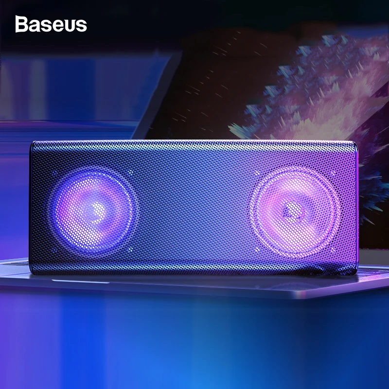 Baseus E08 портативный Bluetooth динамик открытый беспроводной Bluetooth 5,0 динамик s HIFI 3D стерео звук RGB светильник музыка громкий динамик