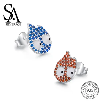 

SA SILVERAG Earrings Female Earrings Butterfly Sterling Original Design Fire Spirit Cartoon New Birthday Gift Sterling Earring