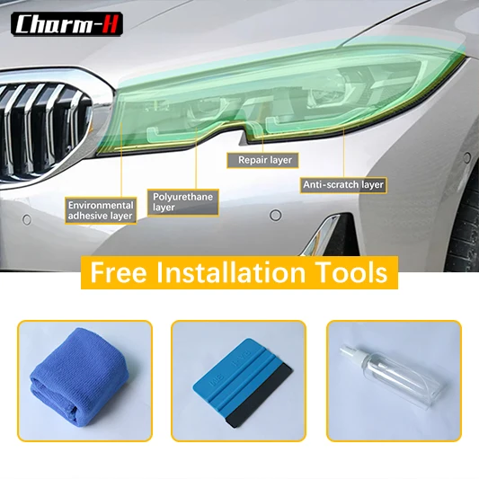 2pcs Car Styling Headlight Protective Film TPU Transparent Restoration Protection Sticker For BMW 3 Series G20 2019- Accessories