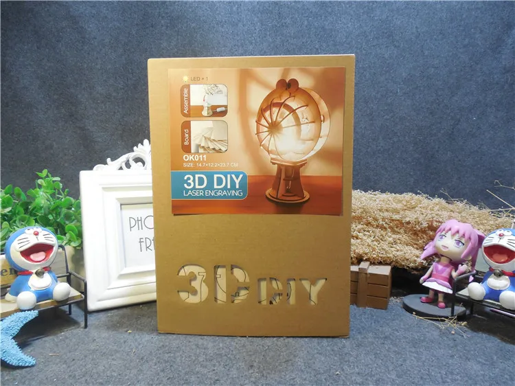 3D Wooden Puzzle Toy DIY Hello Kitty Doraemon Table Lamp Assembly Model Wood Craft Kits Wooden Toys For Children (1)