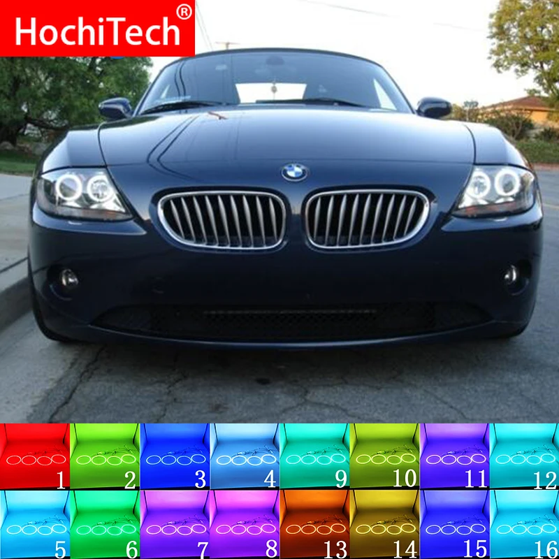 

Для BMW Z4 E85 E86 2002-2008 аксессуары Фара многоцветная RGB светодиодная подсветка ангельские глазки гало кольцо глаз DRL RF пульт дистанционного управления