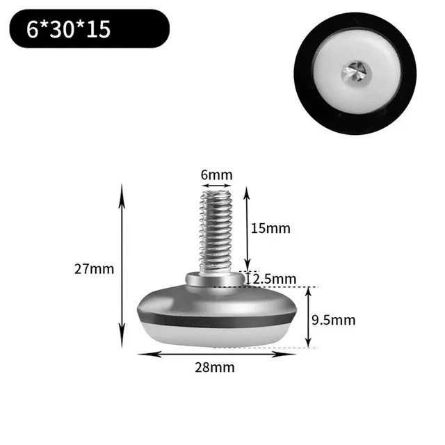 2/4/8Pcs Metal Furniture Legs Anti-slip Base Coffee Table Cabinet Leg Pad M6 M8 M10 Adjustable Leveling Feet Leveler 15mm-40mm 30mm  M6x15mm