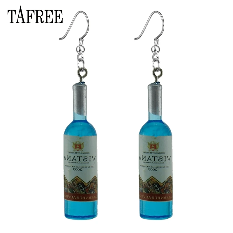 TAFREE DIY Имитация бутылки вина Висячие серьги для женщин холодный красный, желтый, синий Вино Висячие серьги ювелирных изделий