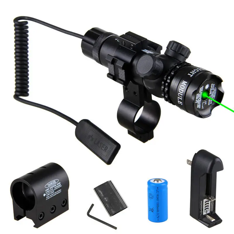Мощный тактический зеленый/Red Dot лазерный прицел баррель прицела пульт дистанционного управления Давление переключатель для креплением для охотничьего ружья - Цвет: Зеленый