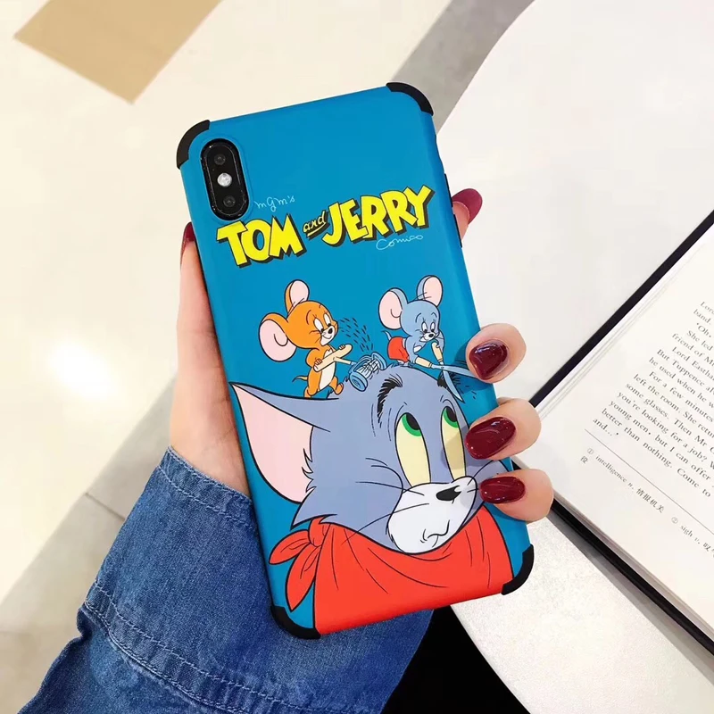 Забавный чехол для телефона с рисунком кота и мышки iPhone X XS Max XR 7 8 6 6s Plus мягкий