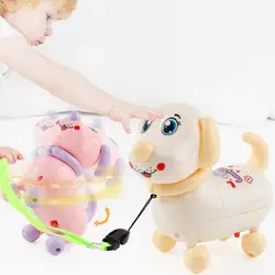 Chien de dessin animé rotatif électrique clignotant, jouet mignon avec lumière sonore, cadeau pour enfants 