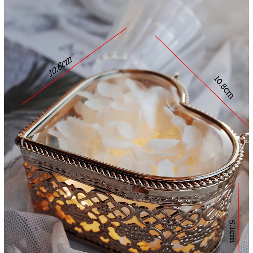 Custom Clear Glass Jewelry Box Valentine'S Gift Ring Box Necklace Storage Bride Party Wedding Decoration Personalized Gifts