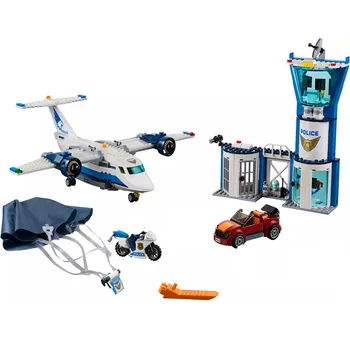 

559pcs Arctic Sky PoliceING Air Base Getaway Car Airplane Parachute Building Blocks Compatible Lepining City 60210 Bricks Toy