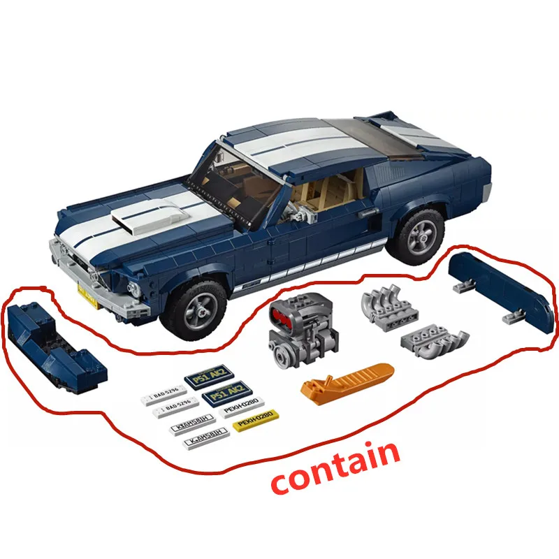Tanie MOC kreator ekspert Technic Retro 1960s Ford Mustang GT samochód sportowy klocki zestaw cegieł zestawy klasyczny Model zabawki prezenty