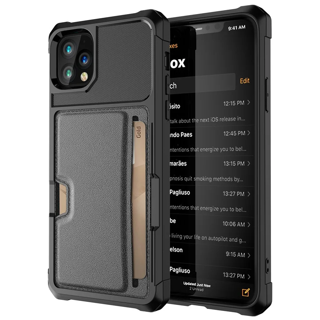 Чехол со слотом для карт для IPhone 11 Pro Max, 6,5 дюймов, мягкий ТПУ, мягкий кожаный чехол s, чехол, бизнес скольжение, броня, кошелек, чехол для телефона s