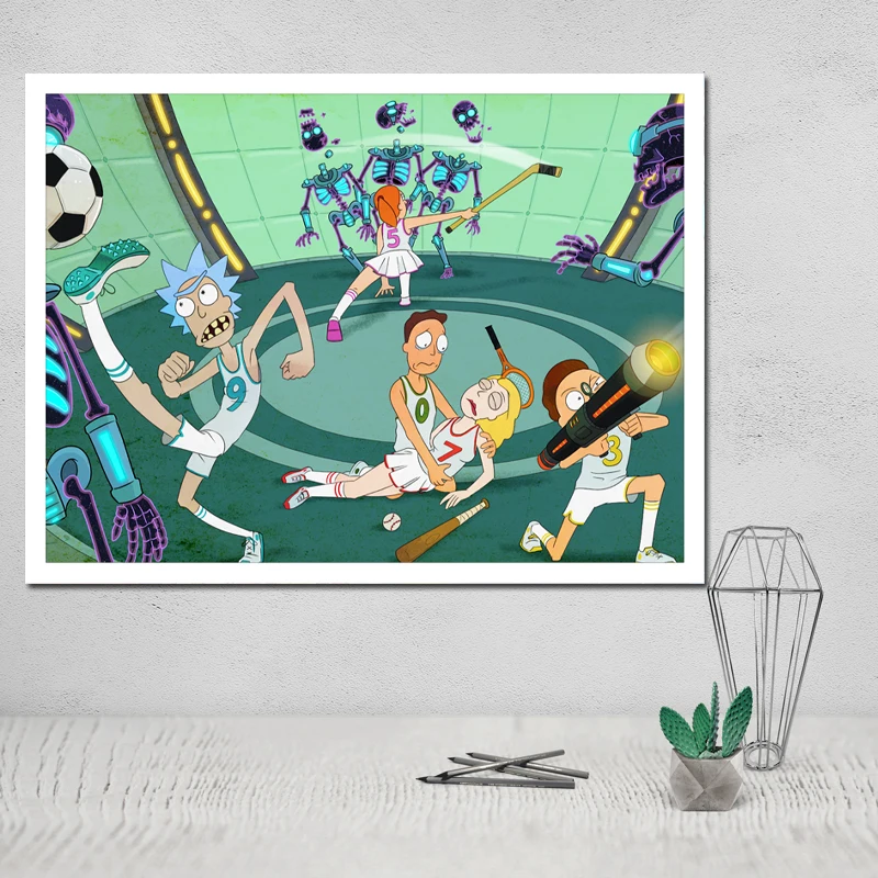 Nordic Style Pictures Wall Art Modular Rick and Morty Canvas Anime Home Decoration Painting Print Poster for Living Room Cuadros - Цвет: BO YXCV2707-05