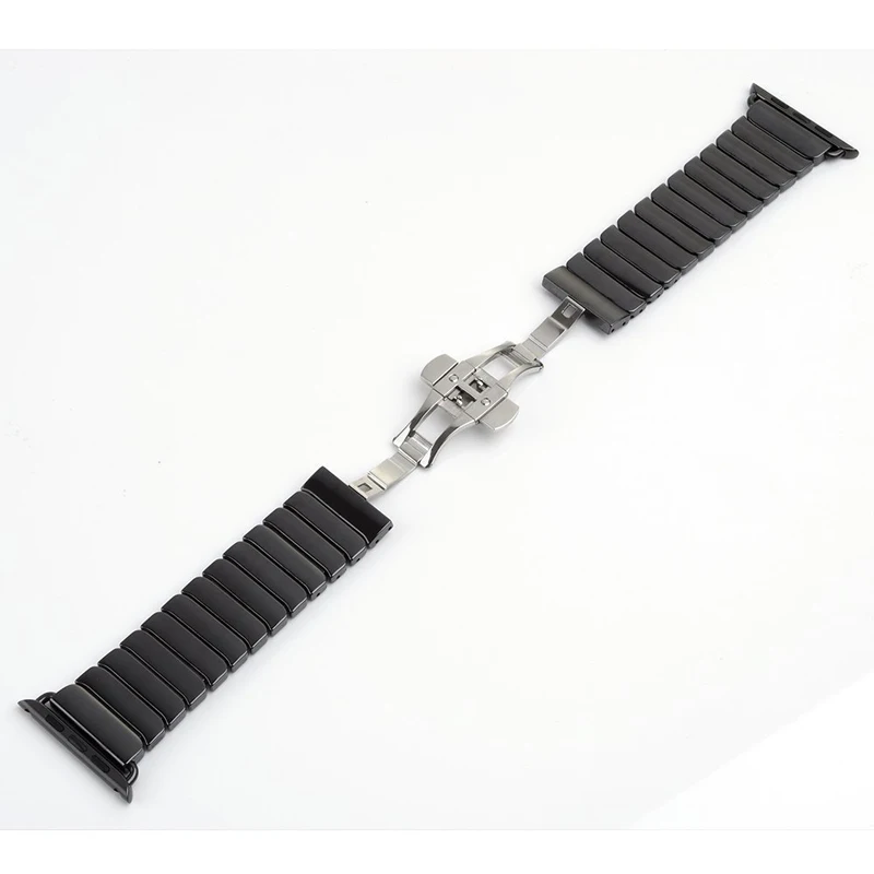 Китай керамический ремешок для Apple Watch Band 44 мм/40 мм iwatch серии 4 Бабочка Пряжка браслет на петле ссылка браслет ремешок для часов ремень - Цвет ремешка: black