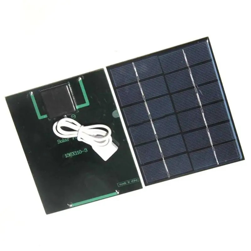 

Solar Panel USB Polycrystalline 110×136×3.0MM 2W 6V Mini Module Sun Power DIY Charger Solar Power Charger