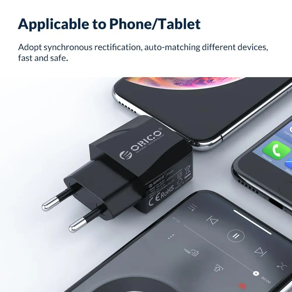  ORICO 5V 2.1A USB Ladegerät 2 Port Reise Ladegerät für iPhone iPad Samsung Xiaomi Huawei EU Stecker