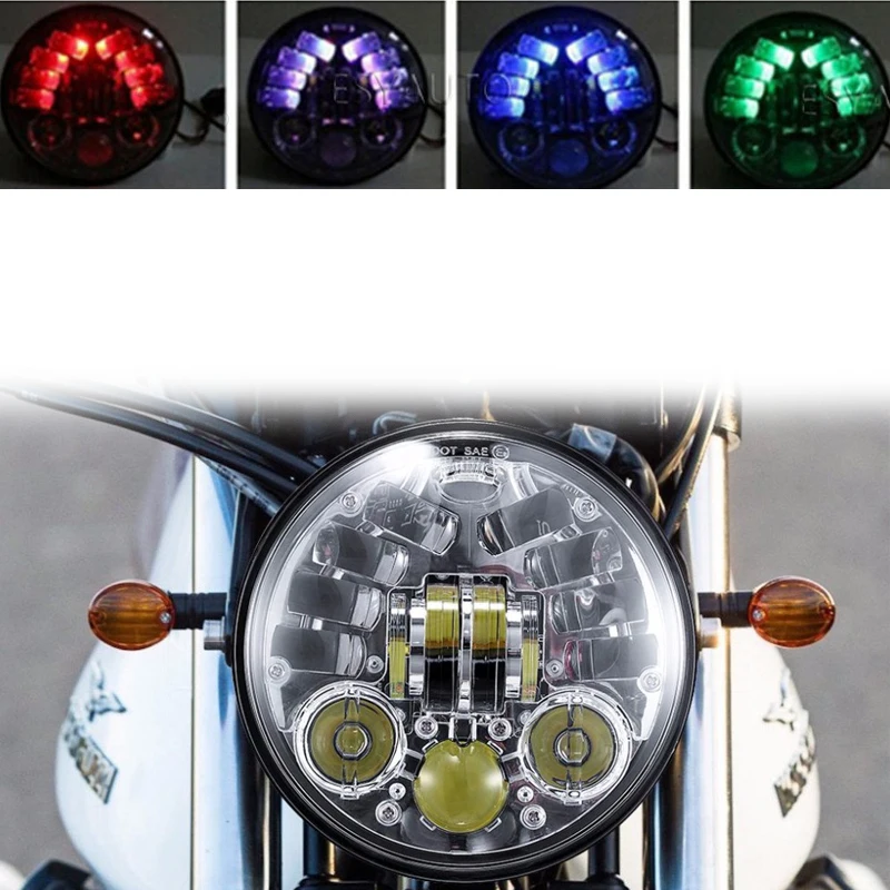 Пульт дистанционного управления RGB 5,75 дюйма 30 Вт светодиодные фары для Harley Sportster Touring Super Glide Dyna 1 шт