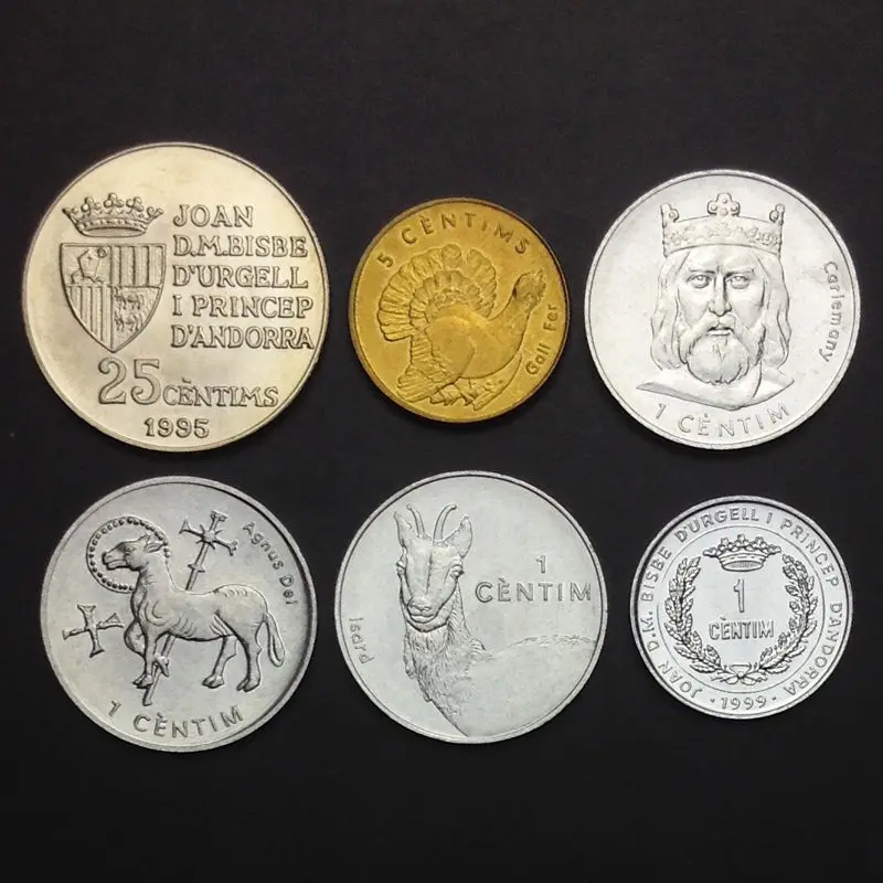

A set of 6 Andorra coins Real Original Coins Collectibles Authentic Unc