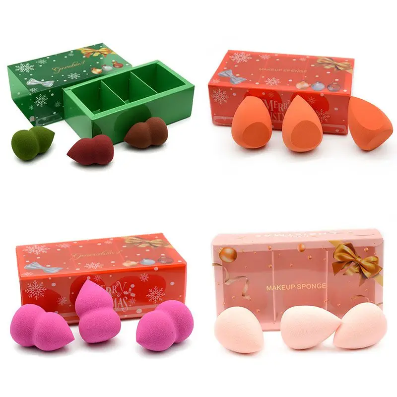 Makeup Puff Christmas Gift 3pcs Cosmetic Sponge Dry And Wet Dual-use Cosmetic Puff Sponge Powder Puff Tools