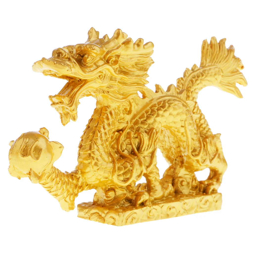 Traditional Chinese Dragon Statue Wealth Feng Shui Figurine Office Decor
