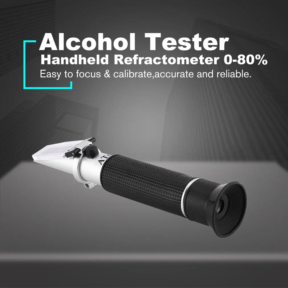 Ручной рефрактометр 0-80% оптический спиртовый спирт и спиртные напитки Wiskey водка содержание метр мини ATC измерительный спирт тестер