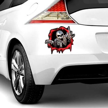 

15cm*14cm 3D Car Stickers Skeleton Skull Hole Personality 2020NEW Hot Funny Colorful Auto Automobile DIY Accessorie Decoration
